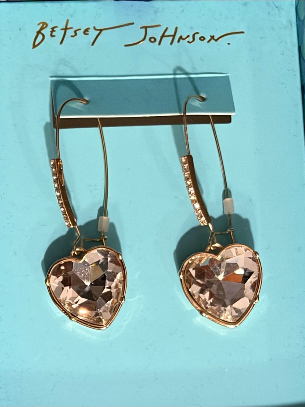 Betsey Johnson gold-Tone Faceted Heart Drop Earrings - Picture 10 of 13